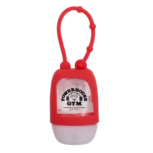 Red color option for 1 Oz Travel Antibacterial Hand Sanitizer With Adjustable Silicone Strap