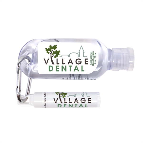 Clear color option for 2 Oz Tottle Antibacterial Hand Sanitizer With Carabiner + Clip Balm