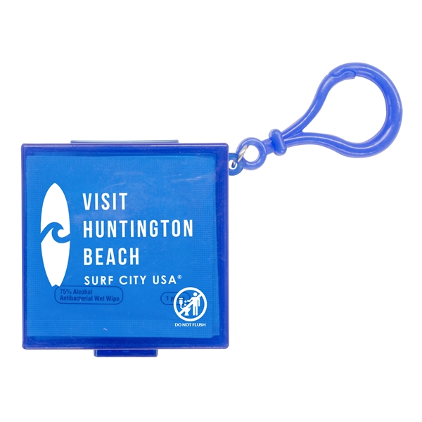 Blue color option for Individual Wet Wipes In Square Plastic Container & Carabiner