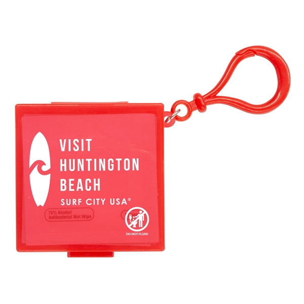 Red color option for Individual Wet Wipes In Square Plastic Container & Carabiner