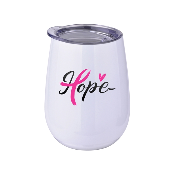Matte Solid White color option for 10 Oz Stainless Steel Stemless Wine Glass