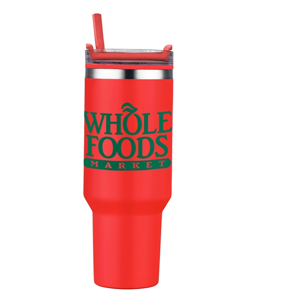 Red color option for 40 Oz Pp Lined Double Wall Tumbler With Handle & Straw