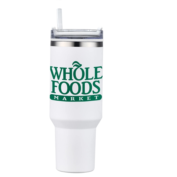 White color option for 40 Oz Pp Lined Double Wall Tumbler With Handle & Straw