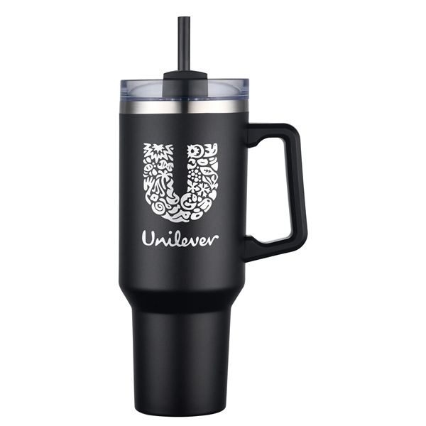 Black color option for 40 Oz Double Wall Tumbler With Handle And Straw