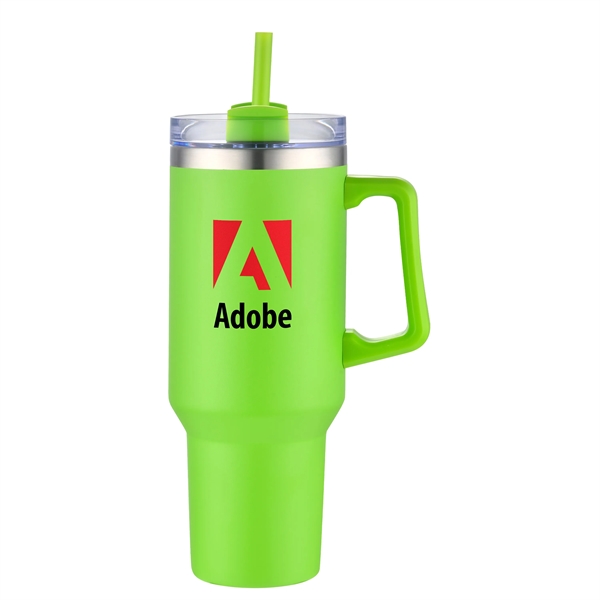Lime Green color option for 40 Oz Double Wall Tumbler With Handle And Straw