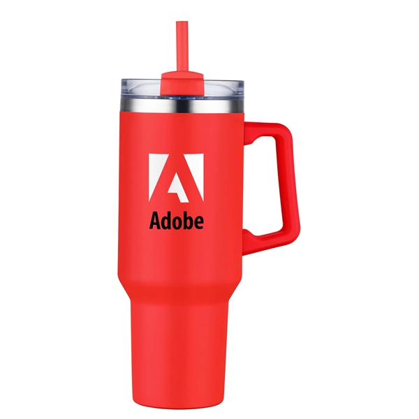 Red color option for 40 Oz Double Wall Tumbler With Handle And Straw