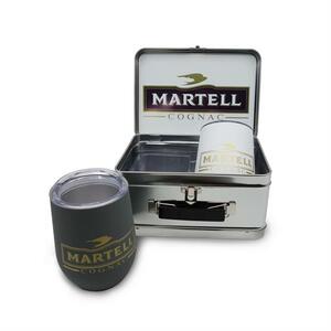 Photo of Retro Lunchbox + Double 12oz Rubberized Finish Stemless Wine Glass In Vacuum Formed Insert