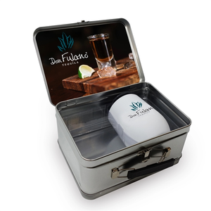 Photo of Retro Lunchbox + Single 12oz Rubberized Finish Stemless Wine Glass In Vacuum Formed Insert