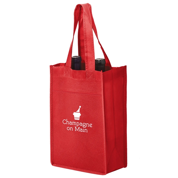 Red color option for Wine Tote   2 Bottle Bag   Screen Print