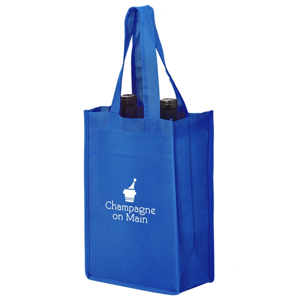 Royal Blue color option for Wine Tote   2 Bottle Bag   Screen Print