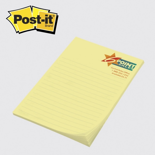 Canary Yellow color option for Post It® Custom Printed Notepad   4" X 6"