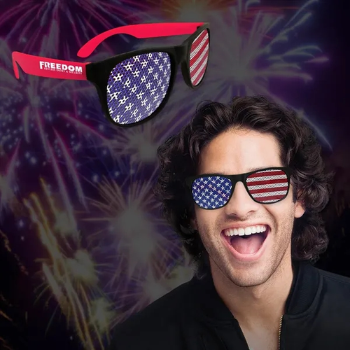 Main photo of American Flag Neon Red Billboard Sunglasses