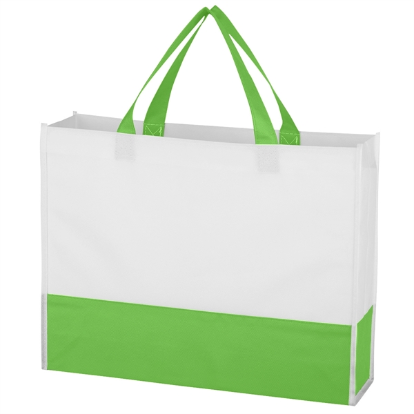 White/Green color option for Non Woven Prism Tote Bag