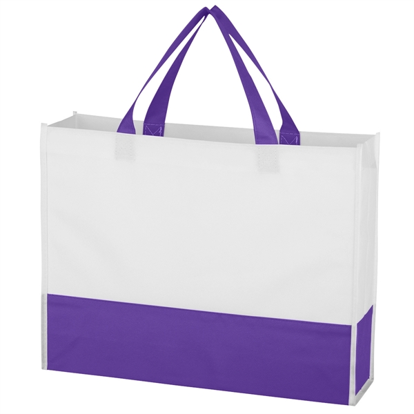White/Purple color option for Non Woven Prism Tote Bag