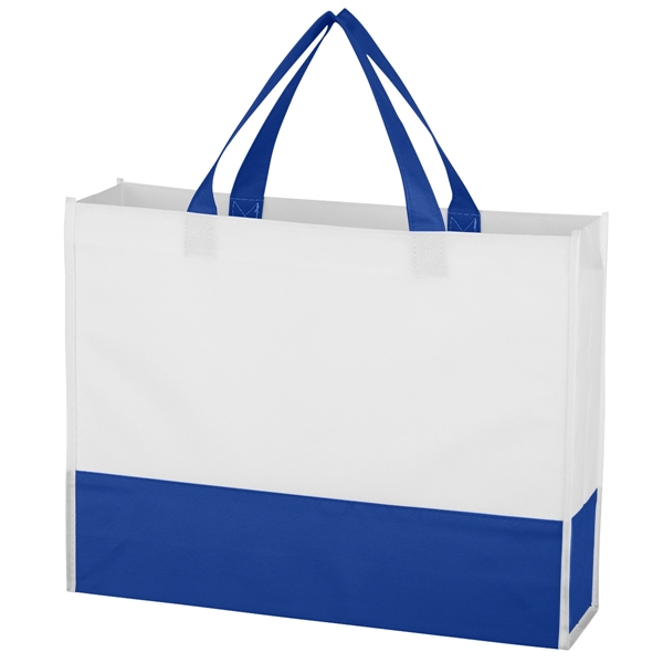 White/Royal Blue color option for Non Woven Prism Tote Bag