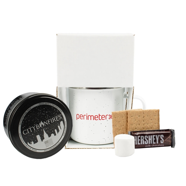 White color option for 16 Oz Speckled Camp Mug W/Portable Bonfire, S'mores Kit