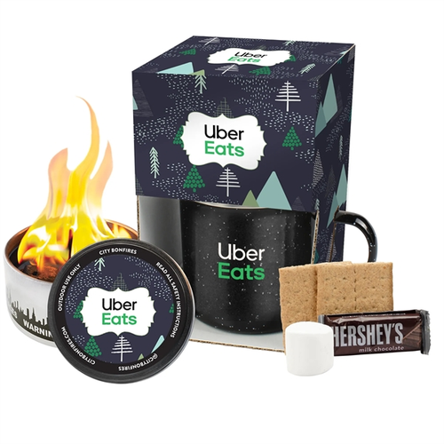 Main photo of 16 Oz Speckled Camp Mug W/Portable Bonfire, S'mores Kit