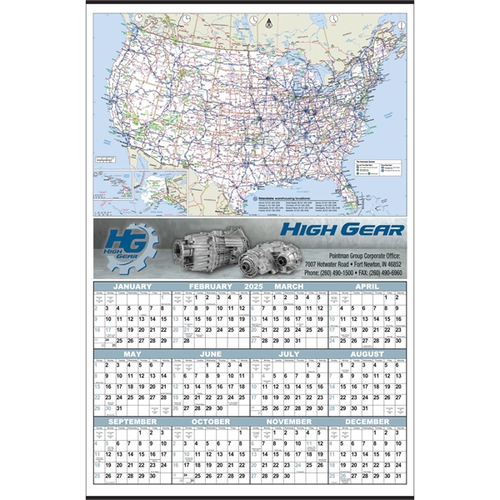 Main photo of Custom Full Color Large U.S. Map Year In View® Calendar