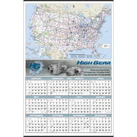 Custom Full Color Large U.S. Map Year In View® Calendar