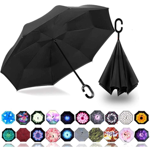Photo of C Shaped Handle Windproof Inverted Reverse Umbrella