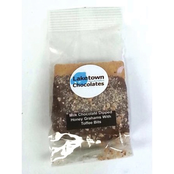 Clear color option for 2 Pc Milk Chocolate Dipped Graham Crackers With Toffee Bits