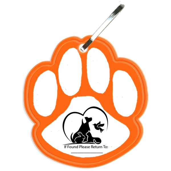 Fluorescent Orange color option for Paw Print Zipper Pull