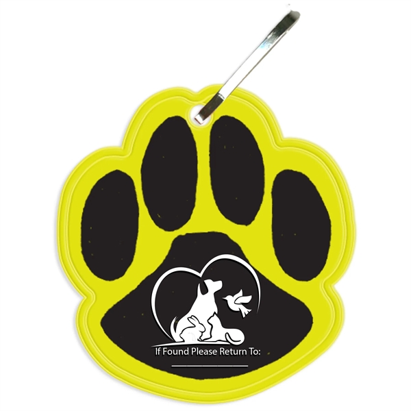 Fluorescent Yellow color option for Paw Print Zipper Pull