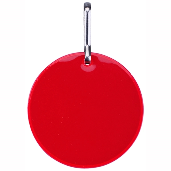 Red color option for Round Shaped Safety Reflector Zipper Pull W/ Metal Clasp