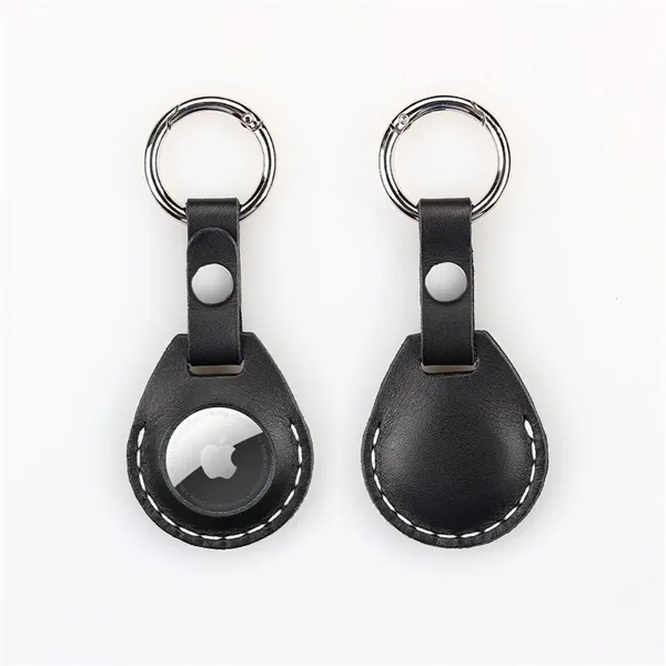 Black color option for Leather Air Tag W/ Belt Closure & Keyring Custom Luggage Tag