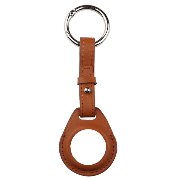 Brown color option for Leather Air Tag W/ Belt Closure & Keyring Custom Luggage Tag
