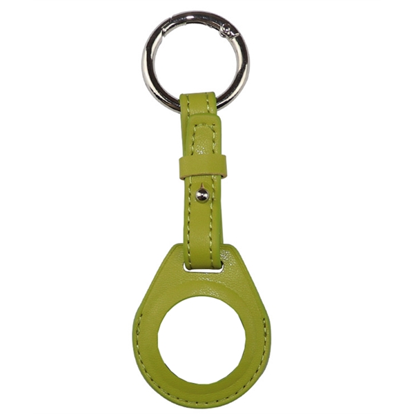 Green color option for Leather Air Tag W/ Belt Closure & Keyring Custom Luggage Tag