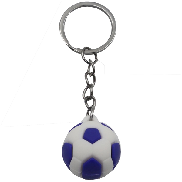 Blue color option for Soccer Shaped Keychains Silicone Keyring