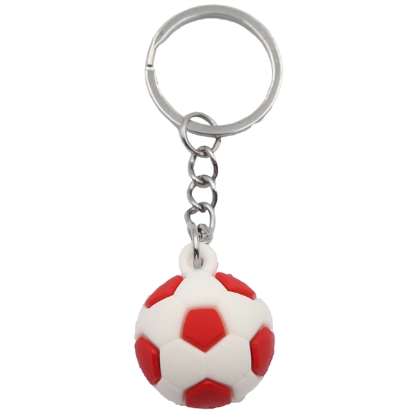 Red color option for Soccer Shaped Keychains Silicone Keyring