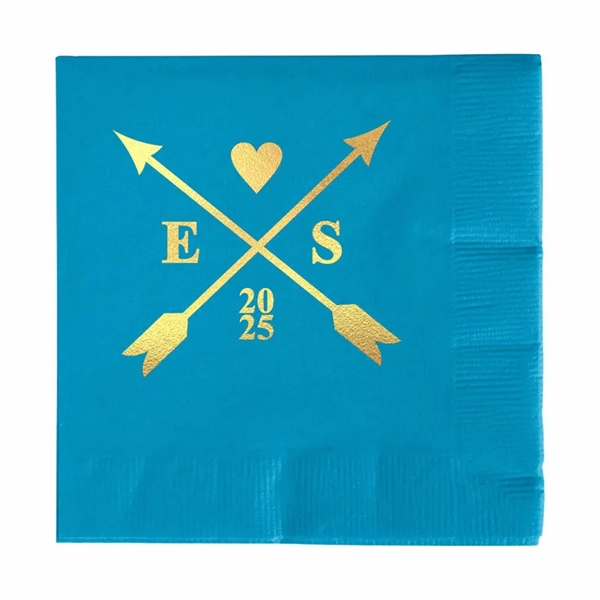 Turquoise color option for 2ply Foil Stamped Beverage Napkins