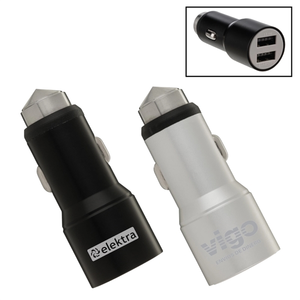 Photo of Aluminum Dual Usb Car Charger Adapter W/Emergency Hammer