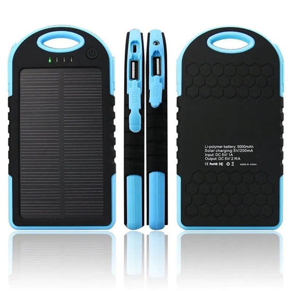 Blue color option for Solar Power Bank W/Carabiner & Flashlight