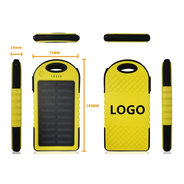 Yellow color option for Solar Power Bank W/Carabiner & Flashlight