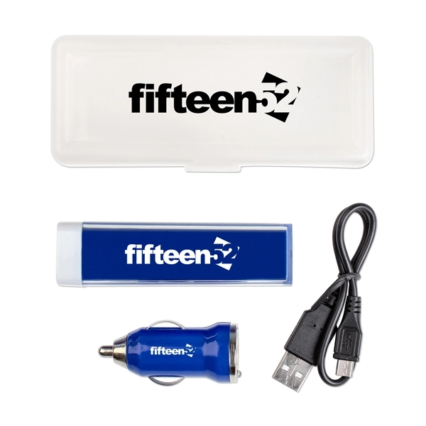 Blue color option for Travel Kits W/Rechargeable 2200m Ah Power Bank & Car Charger