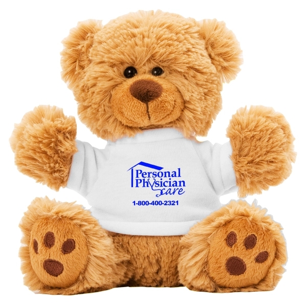 Brown color option for 6  Plush Teddy Bear With Choice Of T Shirt Color