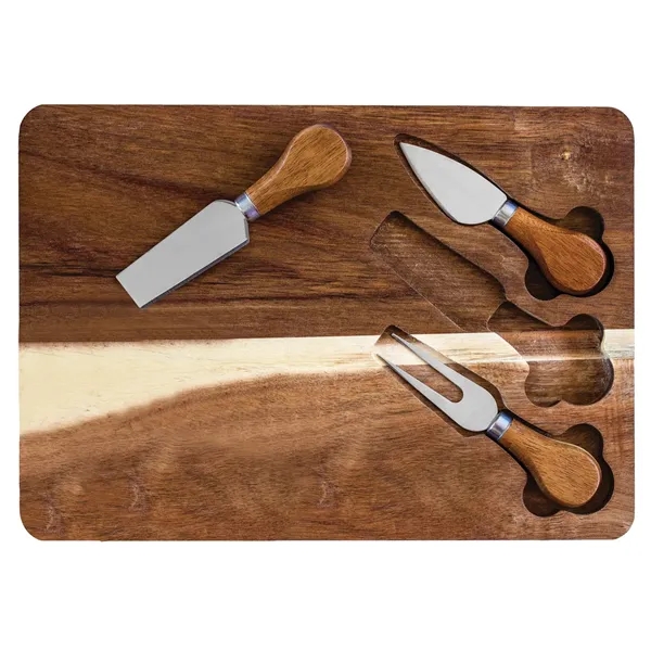 Brown color option for 4 Pc. Acacia Cheese Serving Set