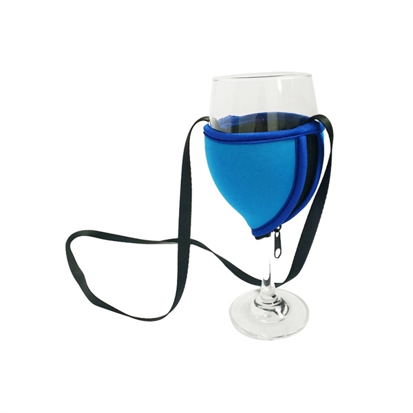 Blue color option for Neoprene Wine Glass Insulator Drink Holder