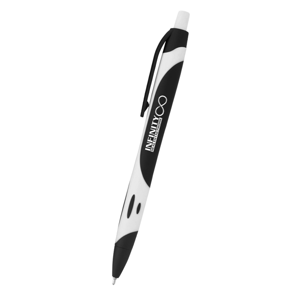 Black With White color option for Sleek Write Two Tone Rubberized Pen