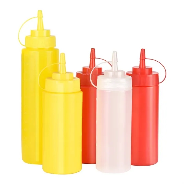 Yellow color option for 8 32oz Plastic Squirt Condiment Sauce Squeeze Bottles