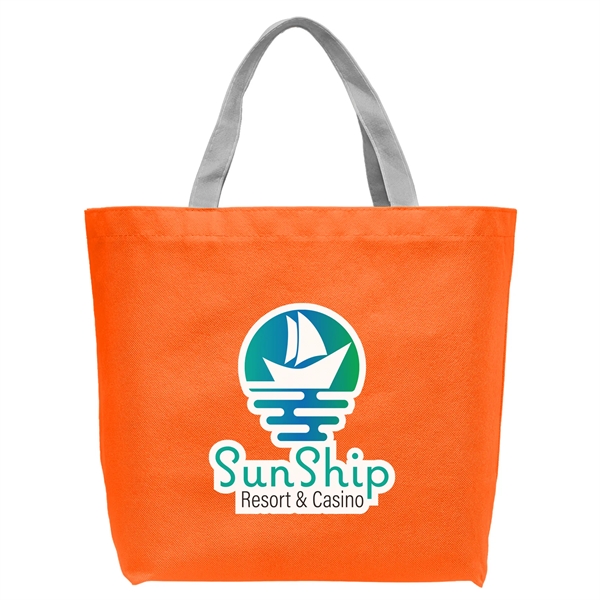 Orange color option for Julian Rpet Recycled Non Woven Shopping Tote Bag