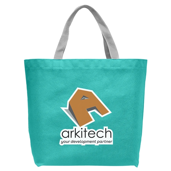 Teal-Gray color option for Julian Rpet Recycled Non Woven Shopping Tote Bag