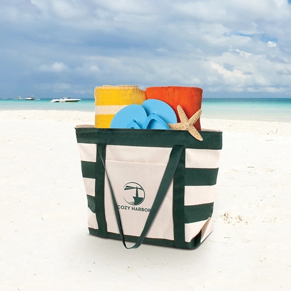Forest Green color option for Striped Accent Boat Tote