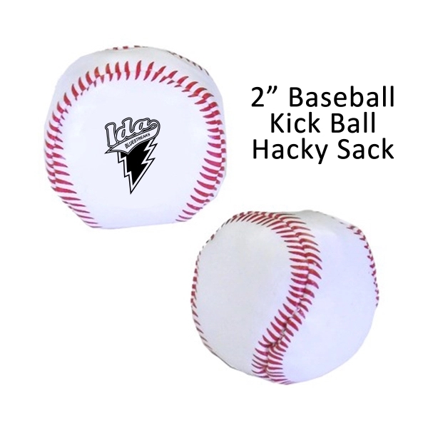 White Red color option for Promotional Baseball Kickball Hackey Sack 2"
