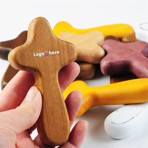 Photo of 4" Pocket Wooden Crosses Pine Wood Church Jesus Gift