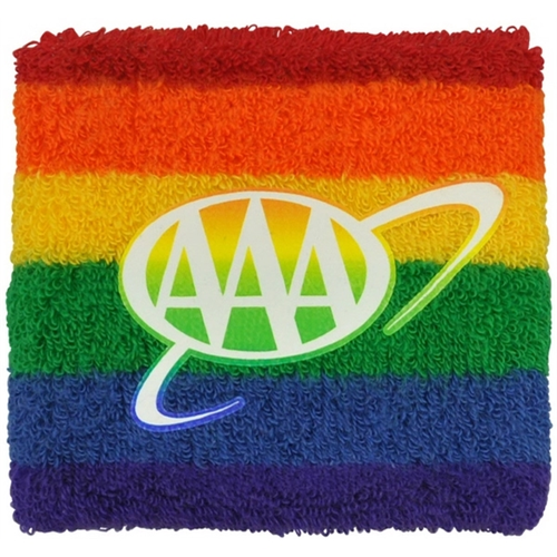 Main photo of Heavyweight Rainbow Pride Wristband W/ Transfer Or Applique