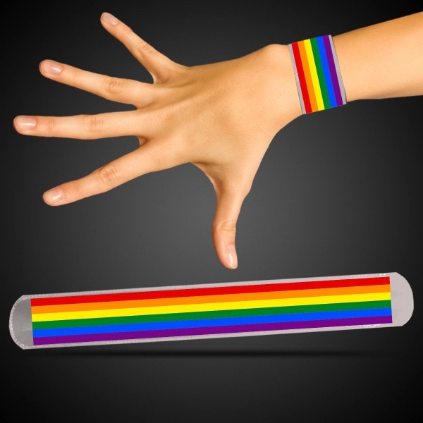 Silver color option for Silver Rainbow Pride Slap Bracelet